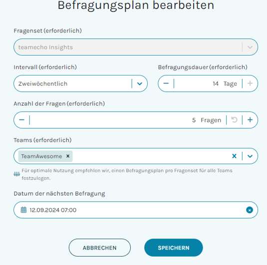 Dauer der laufenden Befragung